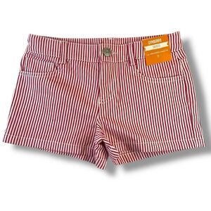 Gymboree Girls Red White Striped Shortie Shorts Size 7 Adjustable Waist NWT